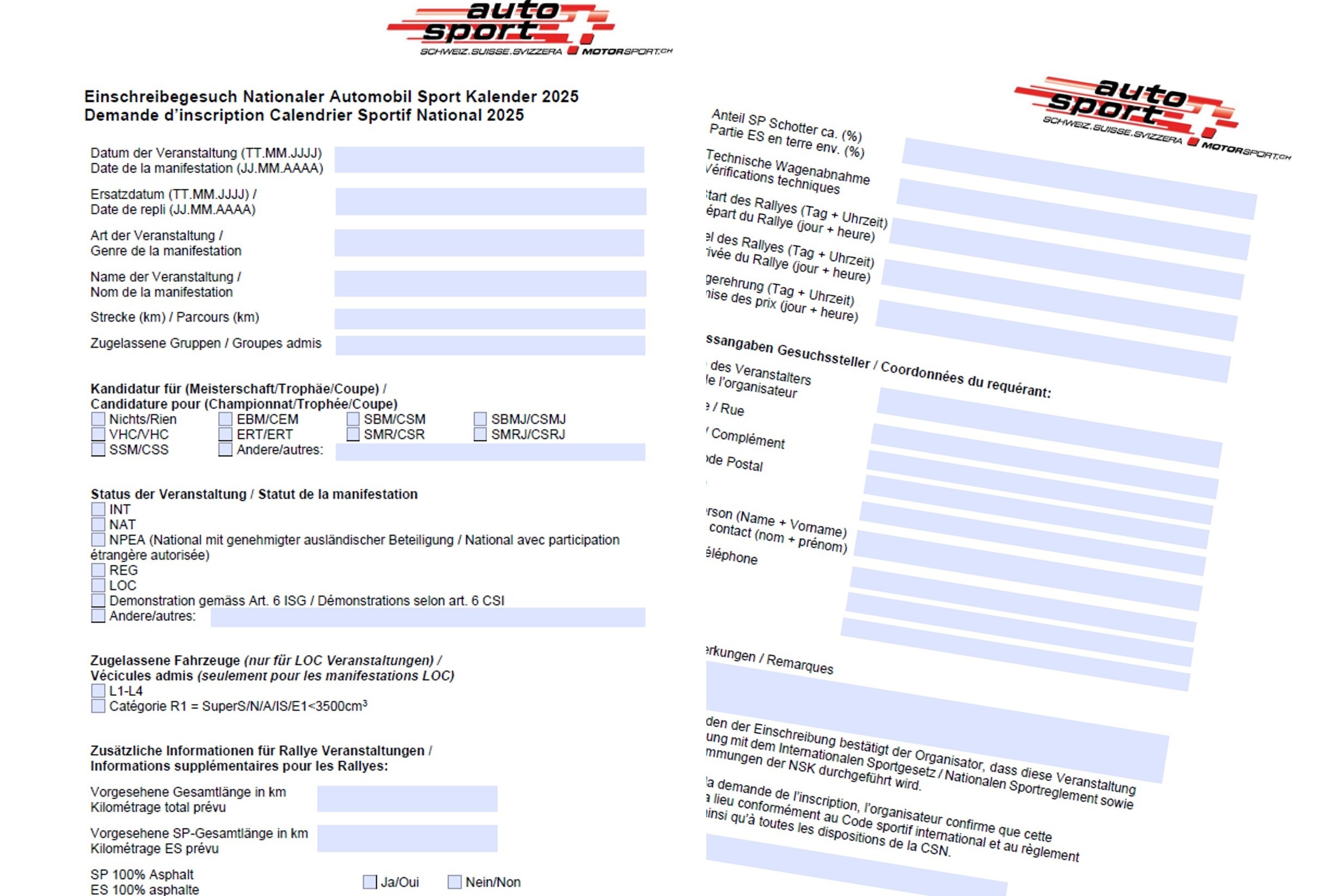 Einschreibungen Nationaler Sportkalender 2025 ab sofort möglich