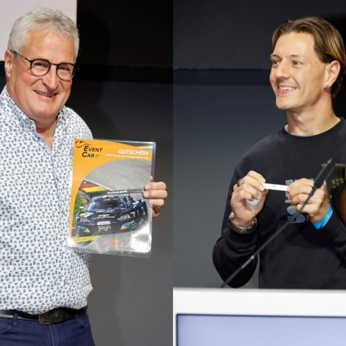 Stéphane Rothen, gagnant de la tombola, avec Dominique Aegerter © myrally.ch Motorsport Suisse | Auto Sport Suisse