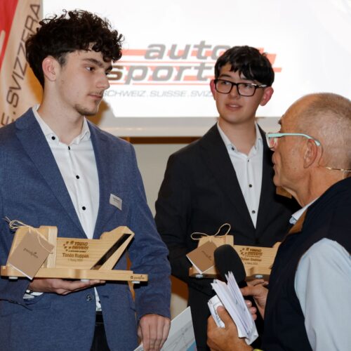 Young Drivers: Timéo Ruppen mit Moderator Werner Augsburger © myrally.ch Motorsport Schweiz | Auto Sport Schweiz