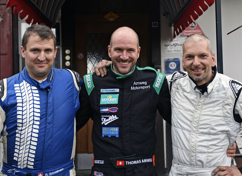 Top 3 am Gurnigel Schnellmann Amweg und Berguerand c Kaufmann Motorsport Suisse | Auto Sport Suisse